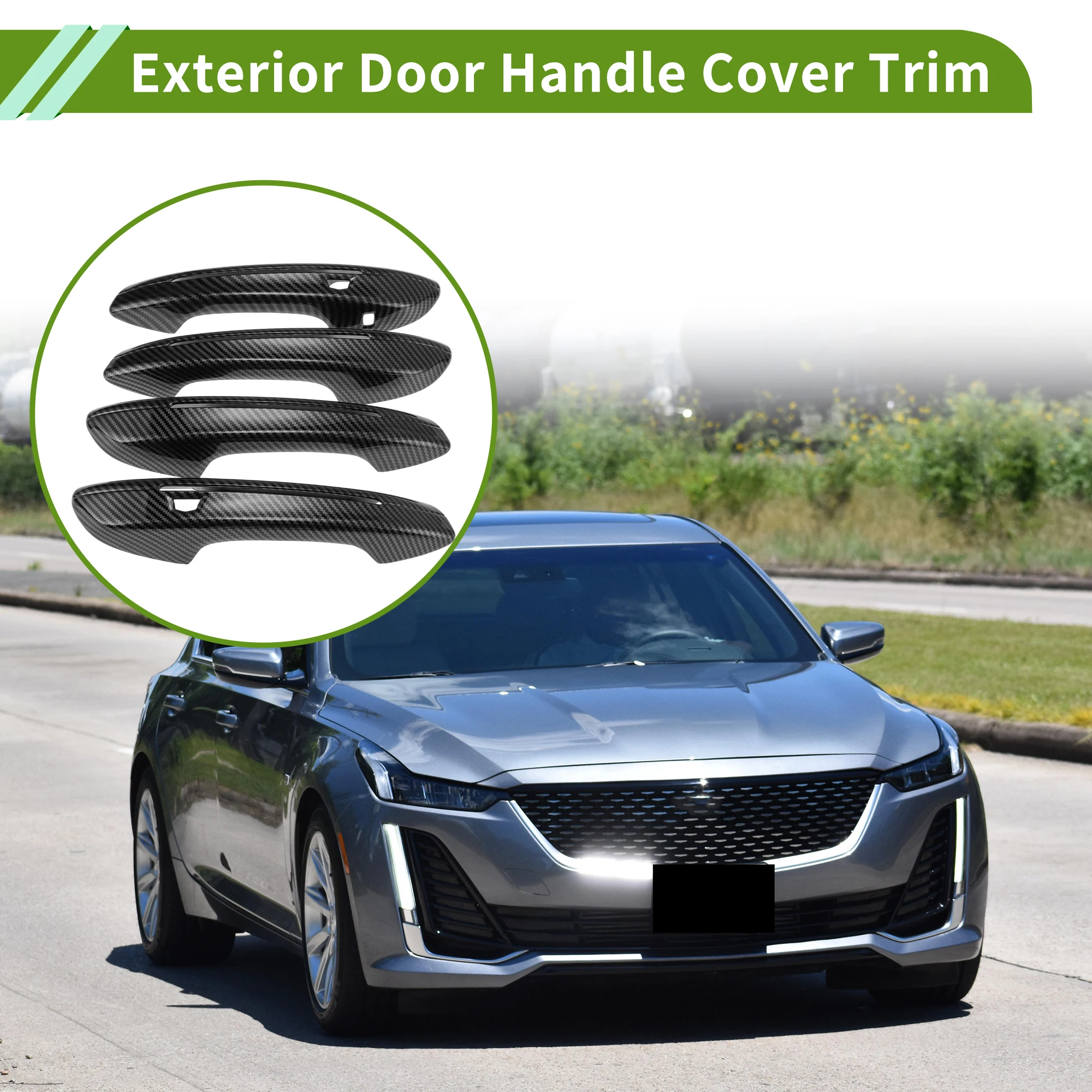 

Накладки на внешние ручки дверей UXCELL для Cadillac CT5 2020-2025, черные, из углеродного волокна, 1 комплект