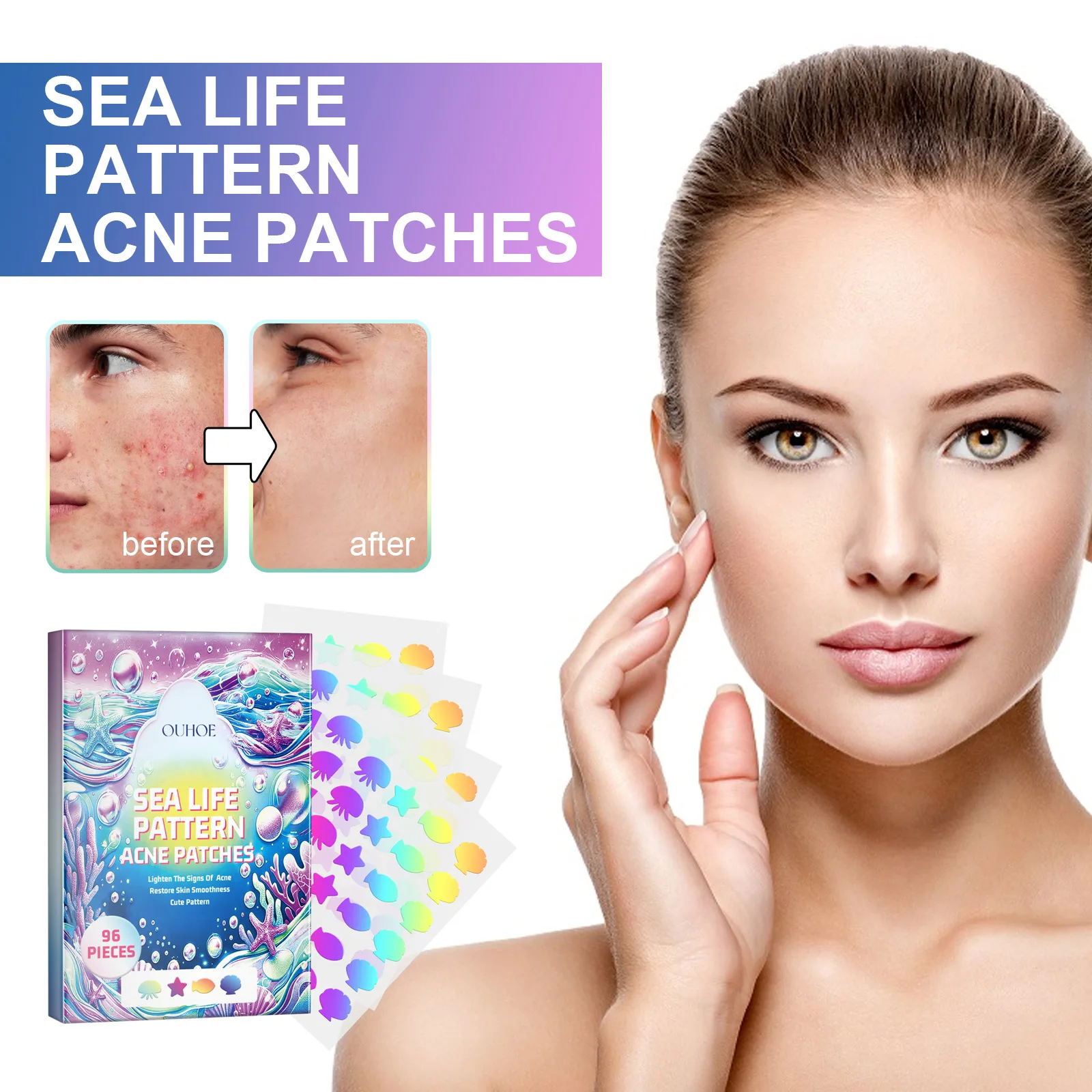 

OUHOE Cute Color Acne Patch Lighten Pimples Makeup Concealer Breathable Cute Color Acne Patch
