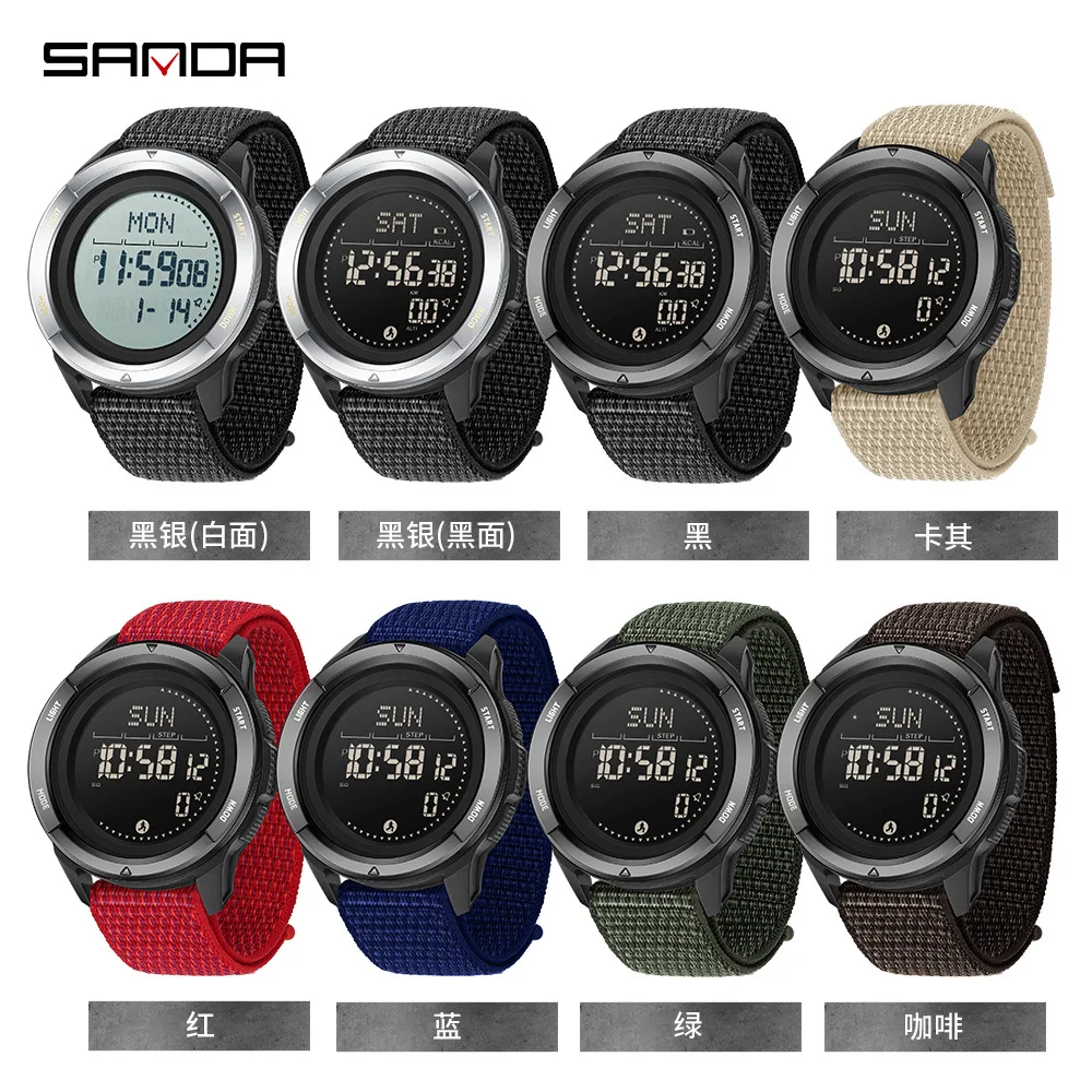 SANDA Brand New Year's Style Men Watches Sports Pedometer Countdown 50M Waterproof LED Digital Watch Military Wristwatch 2197