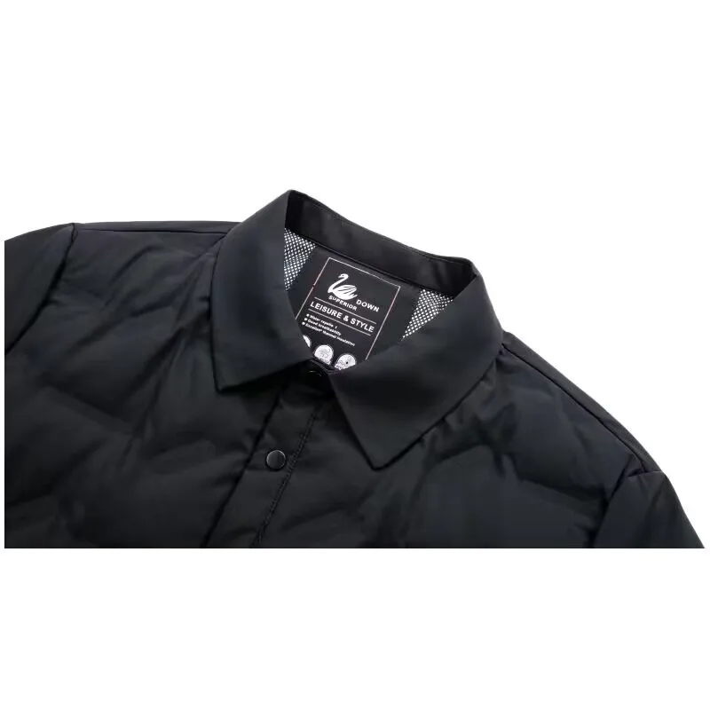 رجل خفيفة الوزن أسفل سترة الخريف الشتاء الدافئة مقنعين الوقوف طوق سليم صالح عادية الحرارية في الهواء الطلق معطف سترة منفوخة للرجال #5