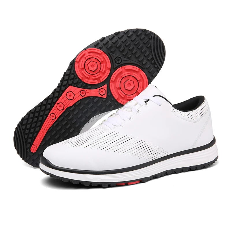 Cross border golf shoes with fixed nails, waterproof and non slip leather, men's outdoor golf training shoes, size 48