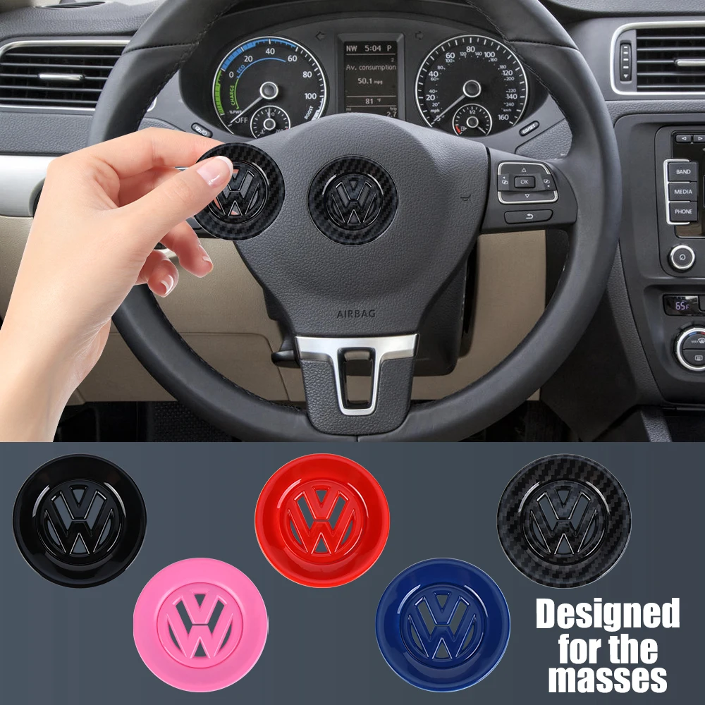 1/2 Piezas de Adhesivos Decorativos para el Volante del Coche, Emblema de ABS para Volkswagen Golf, Passat, Beetle, Vento, Jetta, Tiguan, Polo, Touareg, Rline