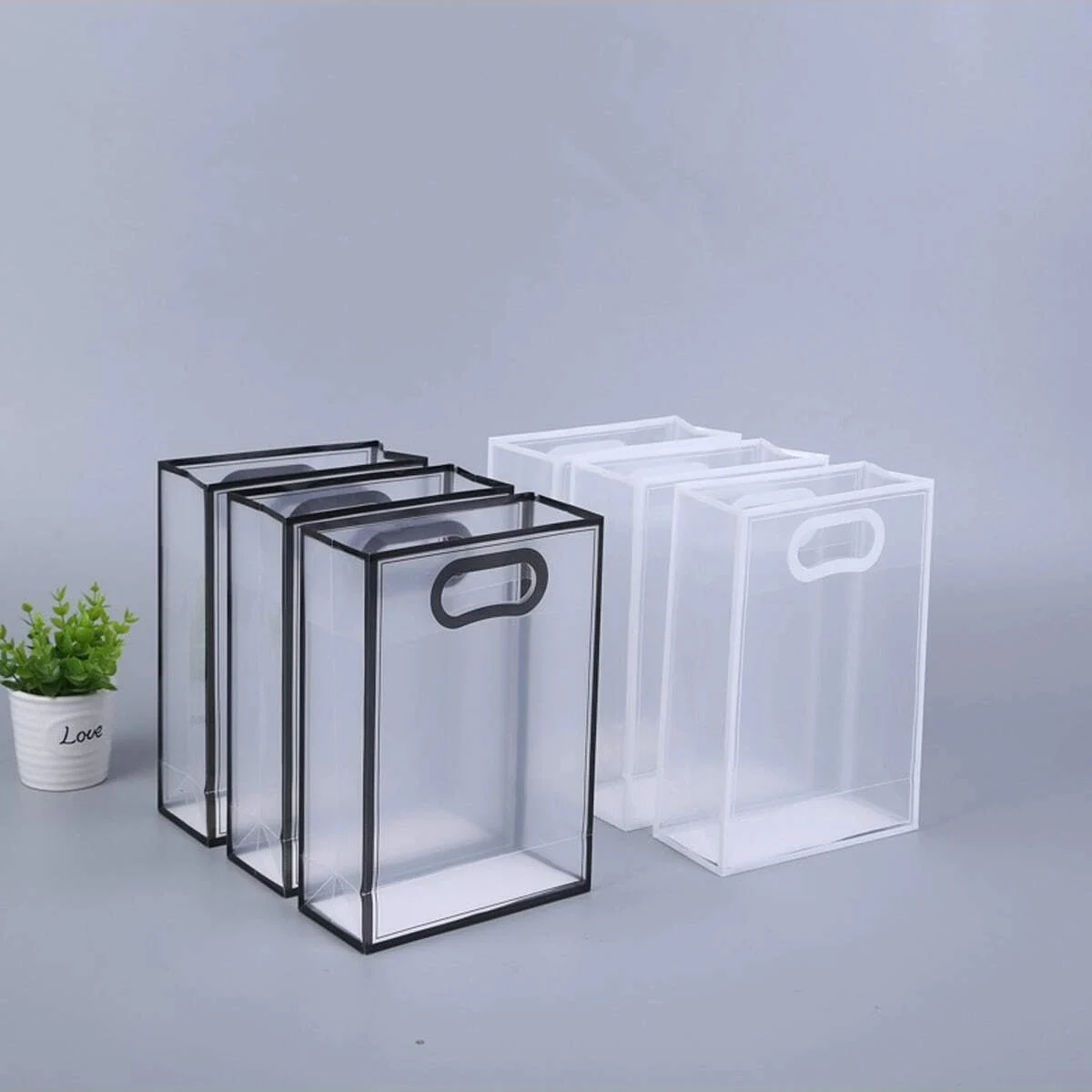 3 teile/satz transparente Fenster Geschenkt üten mit Griff, Festival präsentiert Box & Bouquet Verpackung Taschen für kreative Lehrer Tag Pack