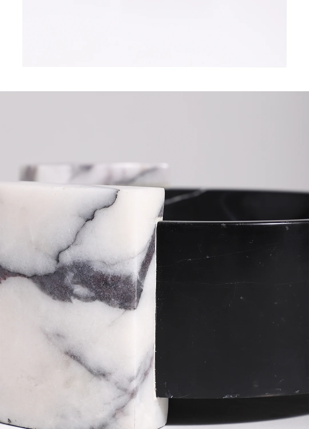 Modern Black White Natural Marble Storage Fruit Plate Tray Hotel Restaurant Ornaments bandejas decorativas para centro de mesa