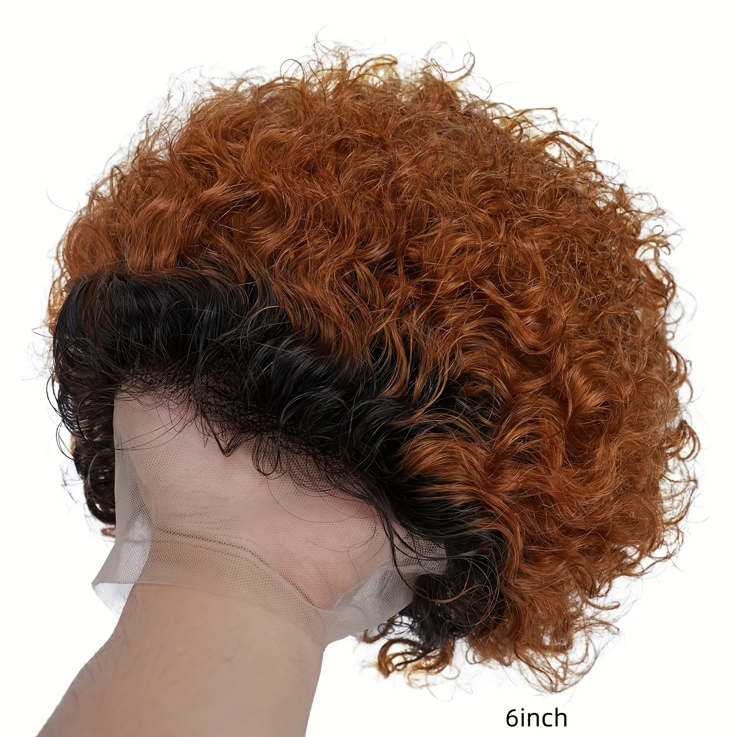 150% Density 13x1 Brazilian Lace Front Human Hair Wig Short Curly Lace Front Wigs Transparent Lace Frontal Wigs Color 1B/30