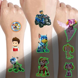 Paw Patrol รอยสักเรืองแสงสำหรับเด็กสติกเกอร์รอยสักชั่วคราวของขวัญอุปกรณ์เรืองแสงสำหรับเด็กเด็กหญิงเด็กชาย