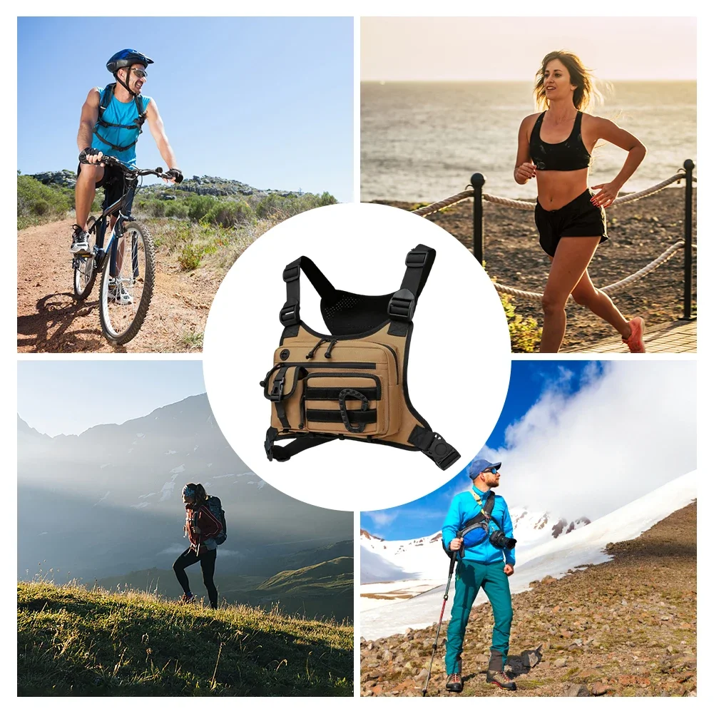 Outdoor Cycling Chest Bag Large Capacity Multifunctional Vest Chest Bag Nylon Vest Bag Travel Commute Sports Backpack