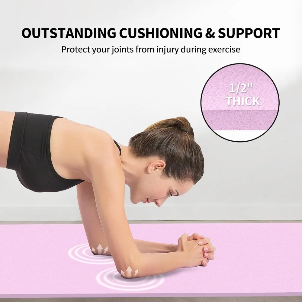 سجادة يوجا TPE طويلة جدًا 79 × 40 سميكة غير قابلة للانزلاق لصالة الألعاب الرياضية المنزلية واليوجا والبيلاتس وتدريبات اللياقة البدنية