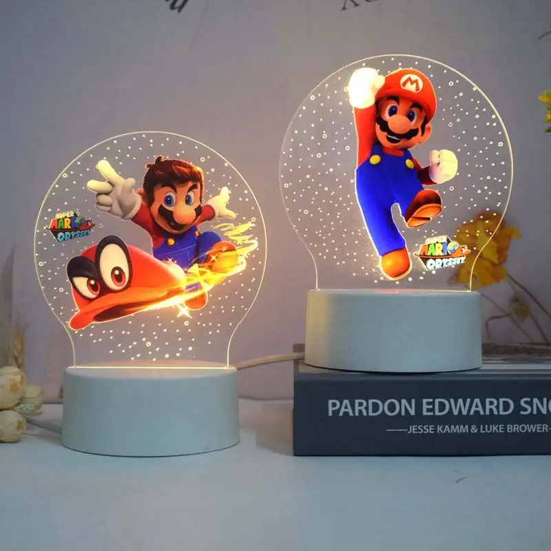 

Super Mario Bros Party Game Peripheral Mario Children's Cartoon Creative Anime Night Light Decorative Table Lamp Holiday Gift