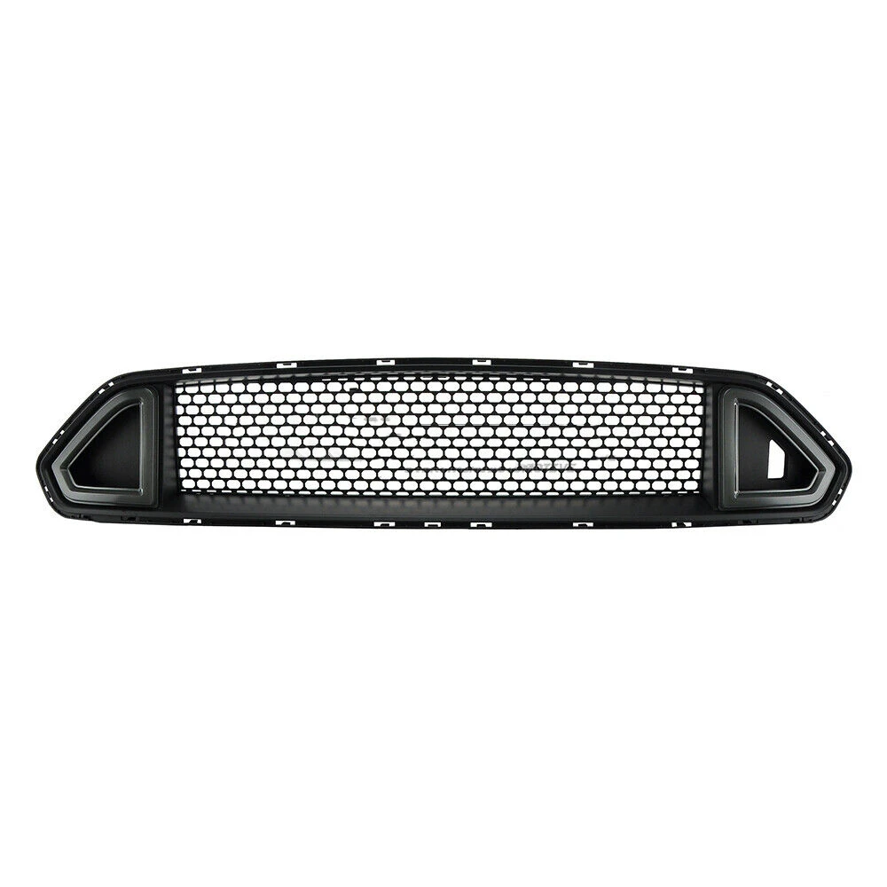 Racing Grill Front Grille For Ford Mustang 2018-2022 RTR Style Bar Black Car Upper Bumper Intake Hood Mesh W/ White LED Light