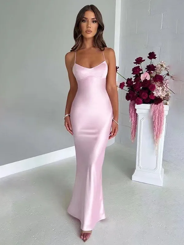 Long Satin Off-Shoulder Dress - usage example