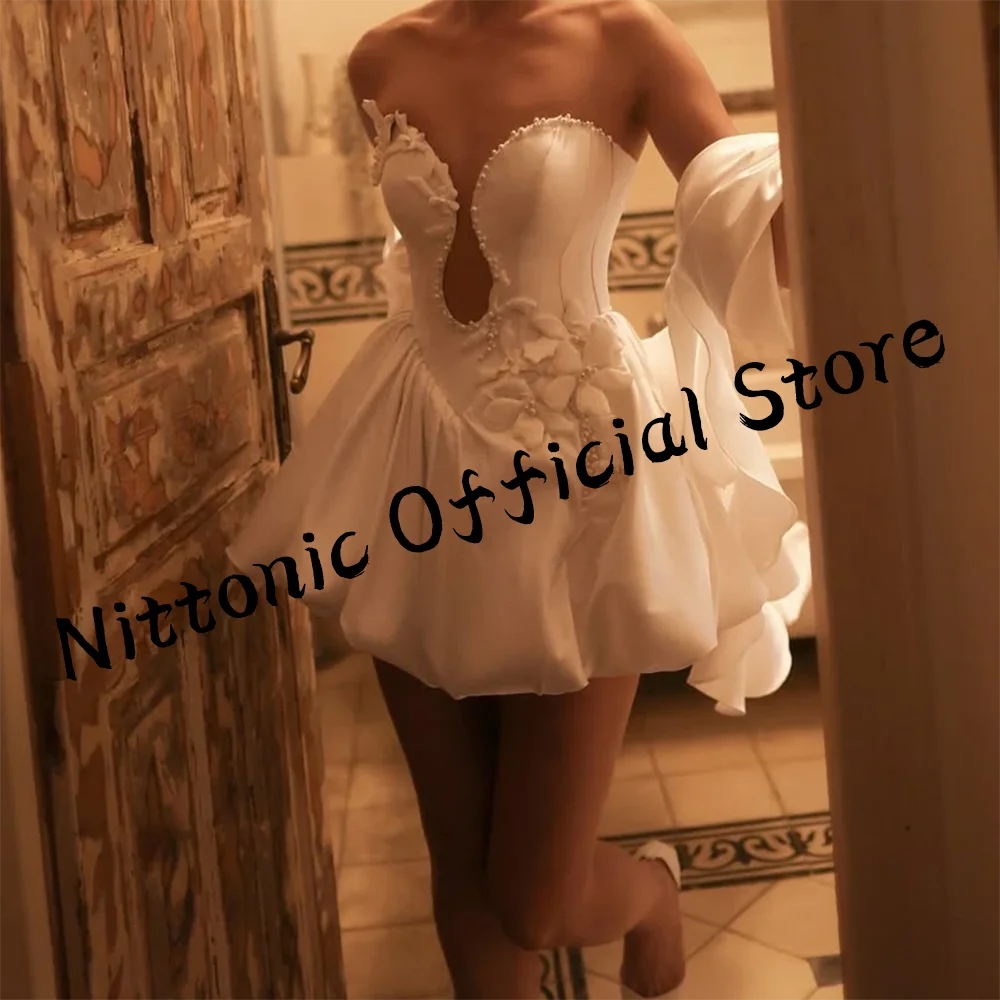 

Classic Sweetheart Beading Sleeveless Pleat Flowers Bride Wedding Dresses Bridal Gowns Customized