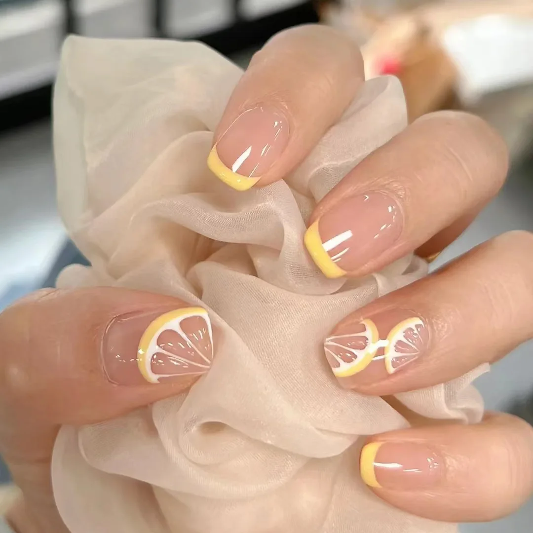 

24Pcs/Set Short Fake Nails French Contracted Artistic Line Nail Arts Manicure False Nails With Design For Nails Extension