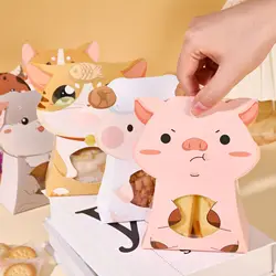 6pcs Jungle Animals Party Candy Bags Sheep Eid Mubarak Gift boxes Happy Al Adha For Kids Birthday Supplies Baby Shower Favor