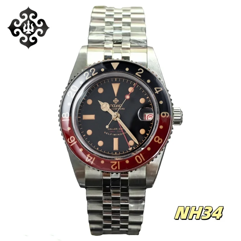 

IXDAO 38MM Luxury Business Men's Automatic Mechanical Watch NH34A GMT Watches Waterproof 100m C3 Coating Wristwatch reloj hombre