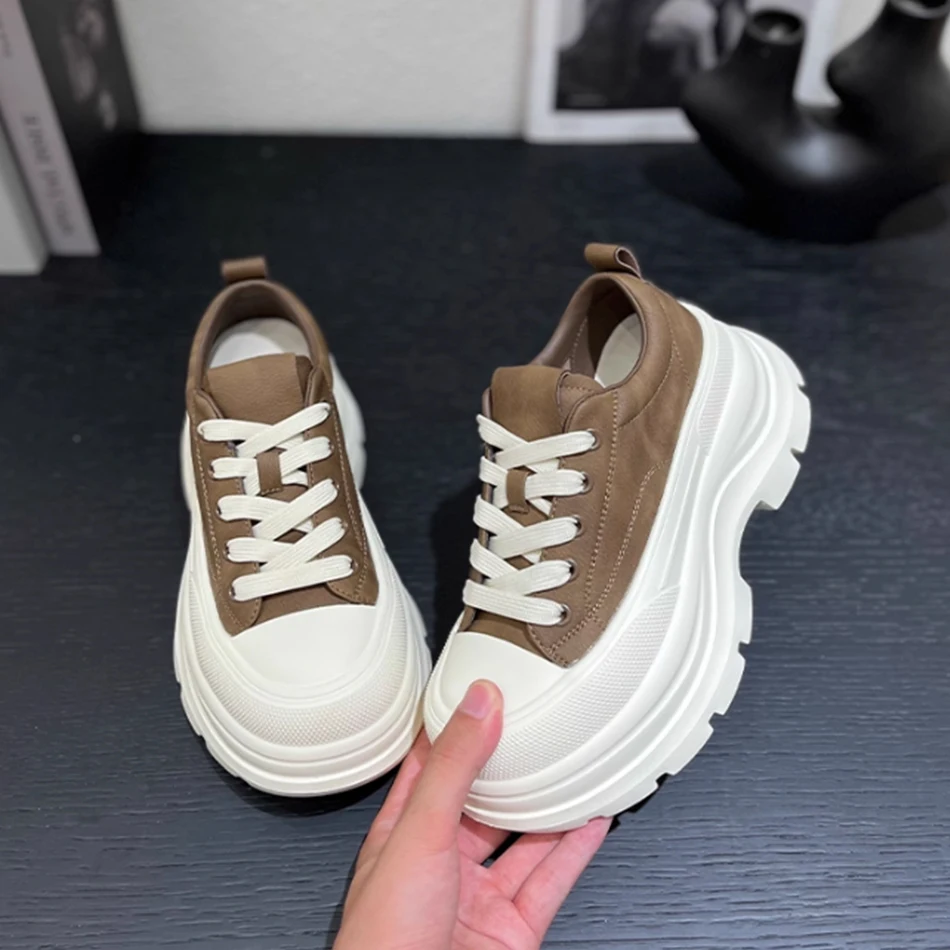 

Женские туфли на высоком каблуке на толстой подошве осень 2023 года, ретро, универсальные, легкие и повседневные, удобные туфли для досок.