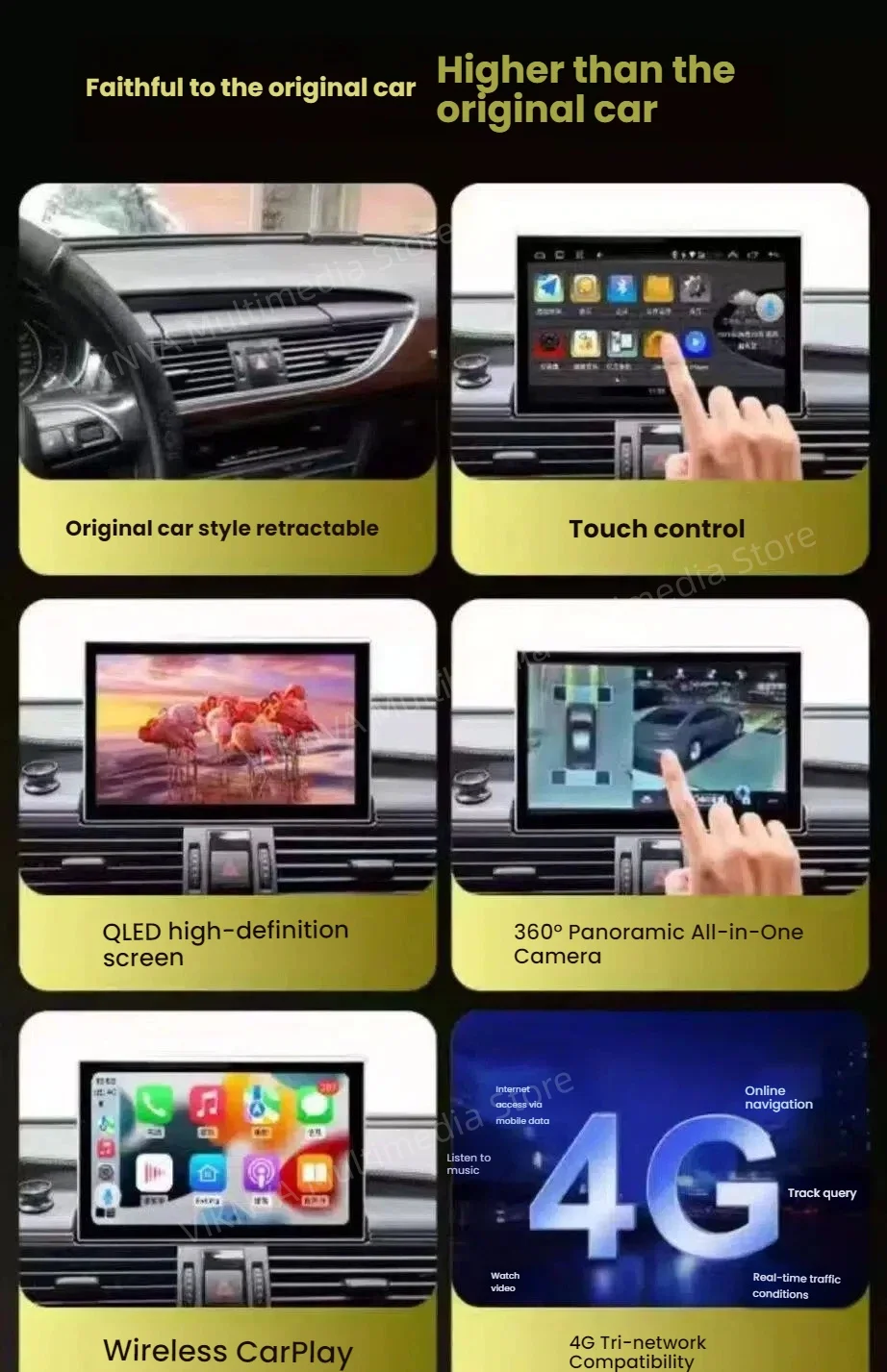 Android 15 9Inch Screen Wireless CarPlay Car Multimedia Player For Audi A6 C7 A7 2012 - 2018 4G Music Stereo GPS Navi Auto Radio