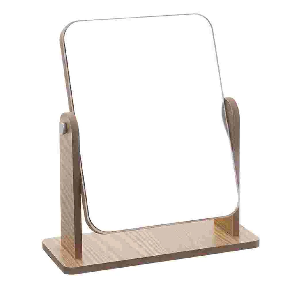 

Decor Rotating Vanity Mirror Rotatable Makeup Chic Desktop Wooden Tabletop Cosmetics Decorative Woman