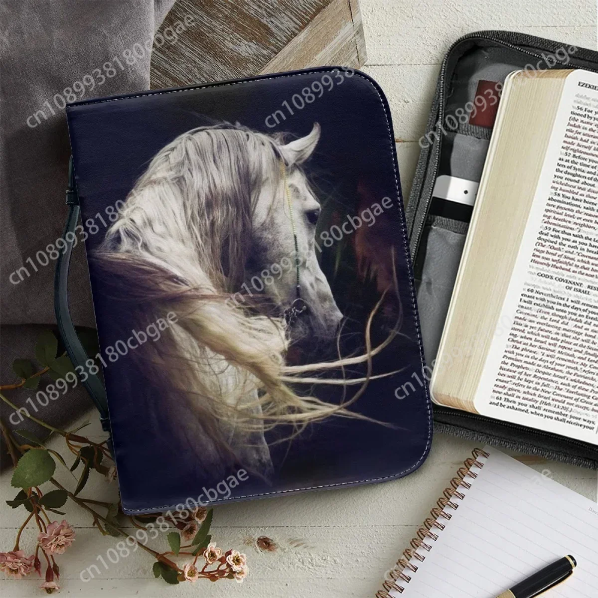 

Hot Art Horse Pattern Printing Leather Bible Cover Case for Women for Women Exquisite Bible Bag Custom Church Bible Storage Bags