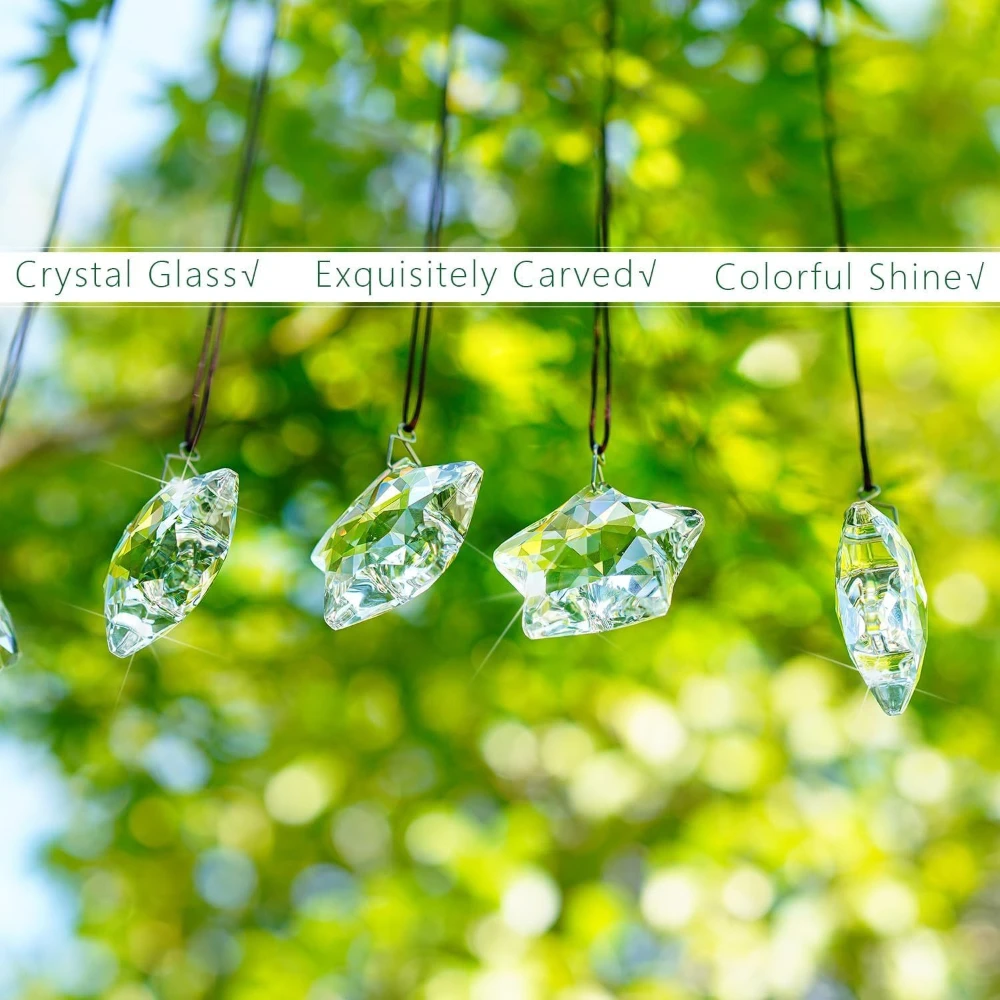 Crystal Pentagram Pendant Christmas Festive Atmosphere Decoration DIY Room Balcony Window Sun Catcher Wind Chime Accessory