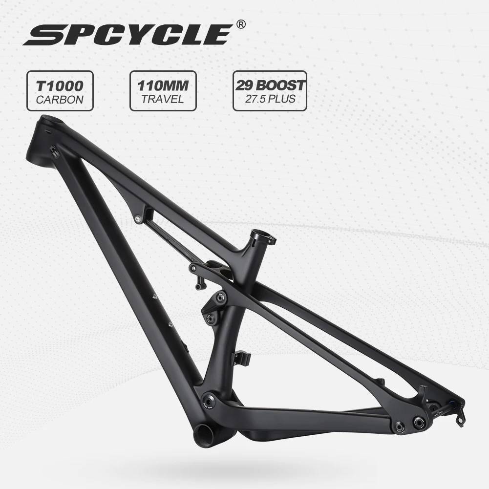 Spcycle 29er Full Suspension Carbon Mountain Bike Frame Travel 110mm 29 Boost Carbon MTB Frame BB92 15/17/19/21inch