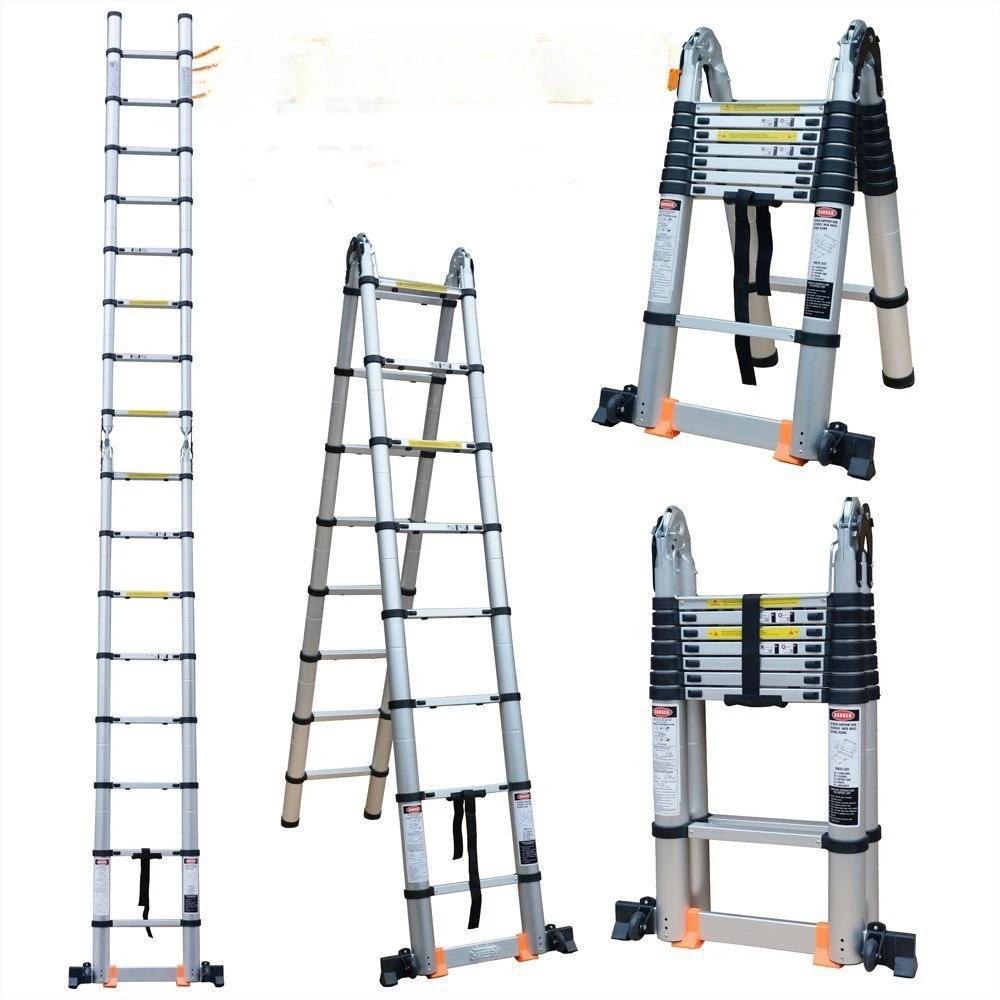 

Telescopic ladder aluminum alloy straight ladder thickened lifting household folding