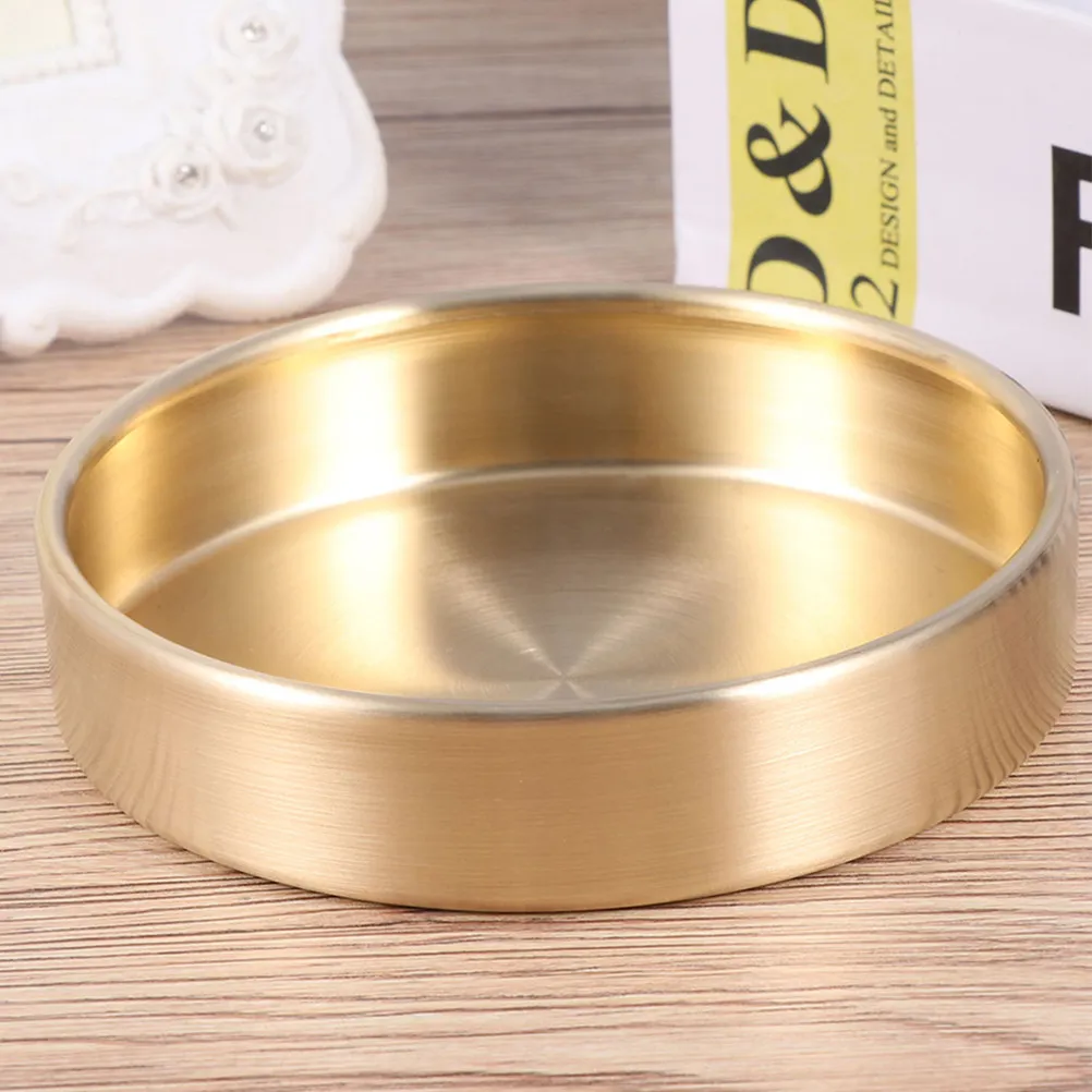 Brass Round Tray Smooth Edge Metal Storage Plate for Jewelry Sundries Holder Home Decor Accessory Multipurpose Design