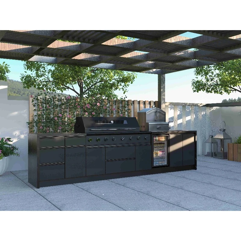 2024 Dorene Mobile da cucina moderno per barbecue da cucina all'aperto con rubinetto scorrevole per cassetto con cerniera per lavello per giardino e cortile