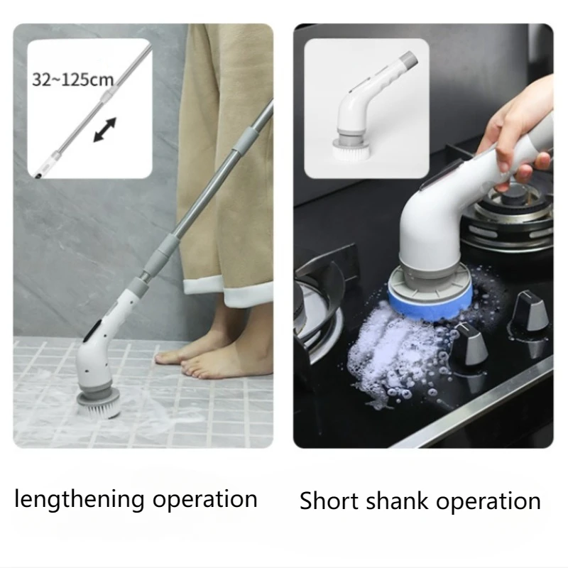 3-Speed Electric Cleaning Brush with 9 Replaceable Heads & Telescopic Handle USB Rechargeable for Bathroom Kitchen Tile