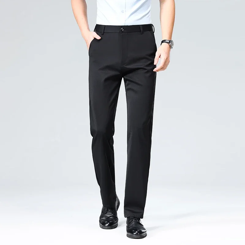 Mens Stretch Straight Leg Business Dress Pants Summer Moisture Wicking Wrinkle Free Trousers for Daily Commute