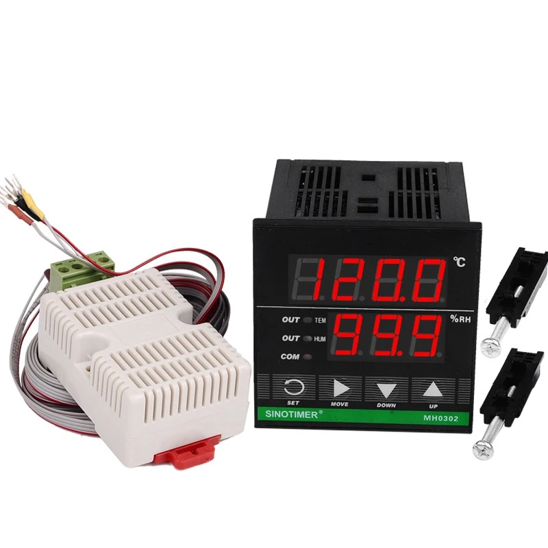 

AT14 SINOTIMER Temperature Humidity Controller, MH0302 Panel Mounted Digital Temperature And Humidity Controller Sensor