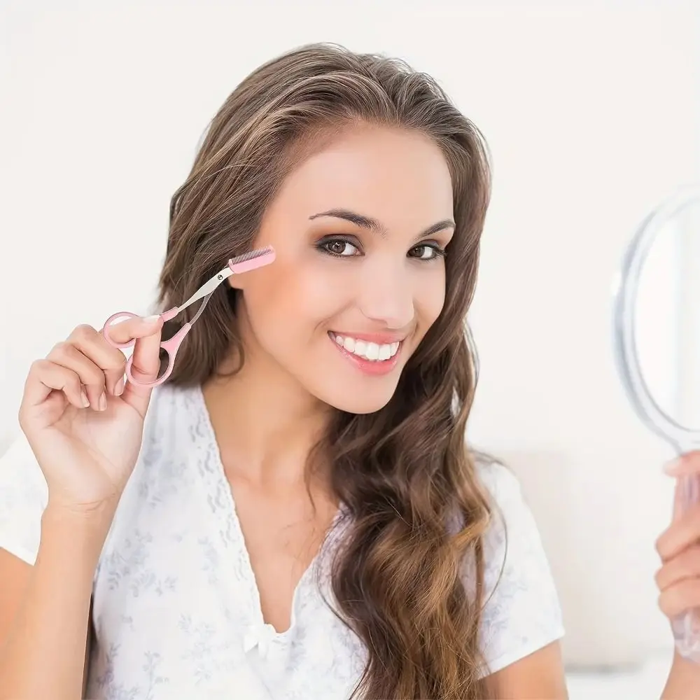 con peine recortador de cejas tijeras multifunción de acero inoxidable para recortar cejas tijeras de belleza de maquillaje ultrasuave