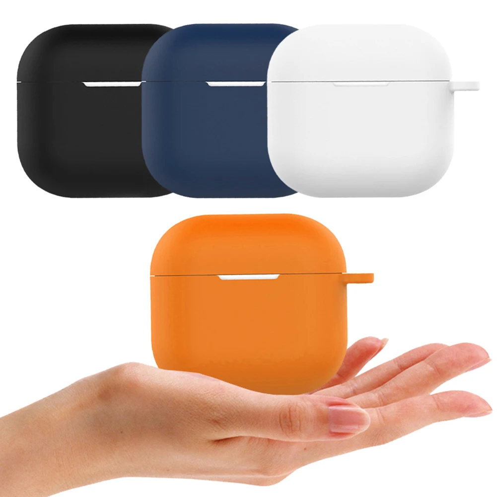 실리콘 충격 방지 이어폰 케이스 커버, 카라비너 보호대 커버 포함, 에어팟 4 (2024) 이어폰 액세서리
