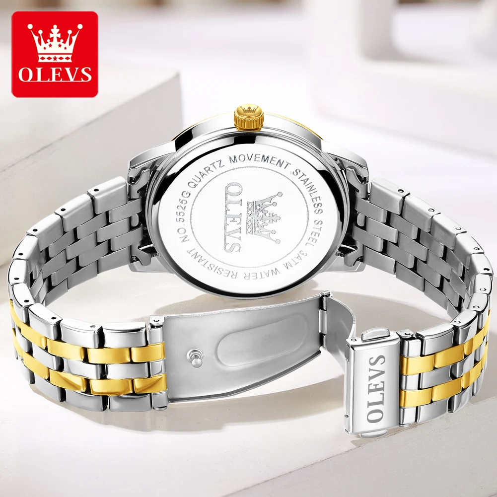 OLEVS Herrenuhren, Quarzuhr für Herren, Business-Stil, Armbanduhr, Edelstahl, Datum, Woche, wasserdicht, leuchtend, römisch 5529