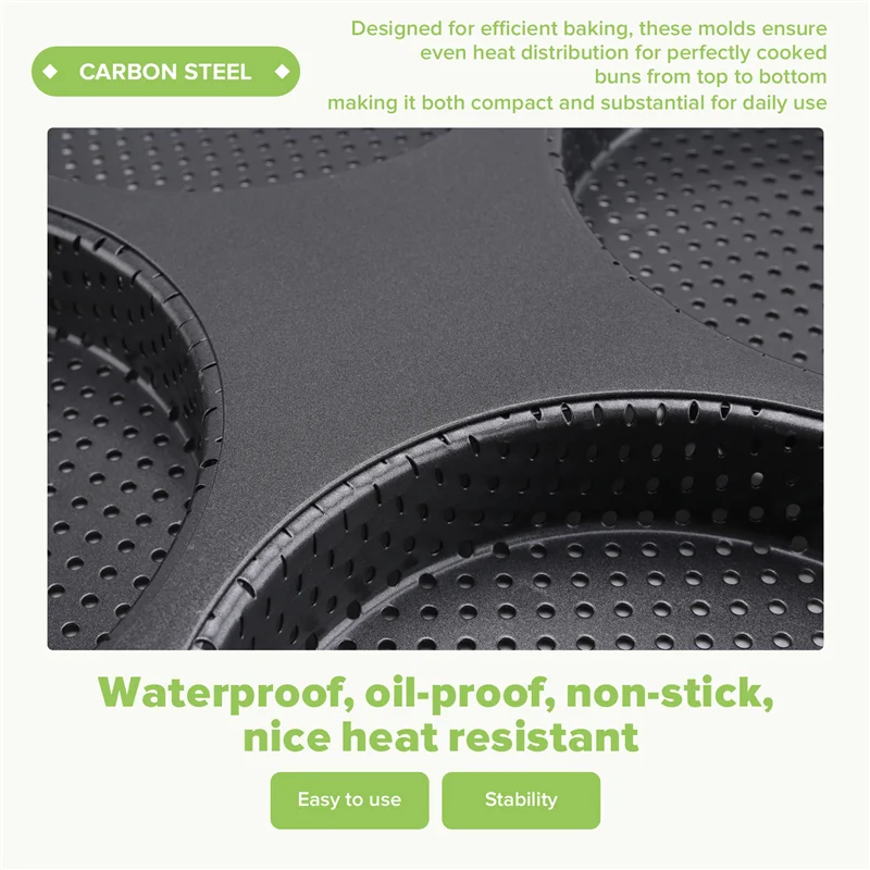 

Форма для булочек для гамбургеров, 5-дюймовая антипригарная форма для гамбургеров из углеродистой стали, большая форма для выпечки на 4 чашки для домашних булочек для гамбургеров - новинка