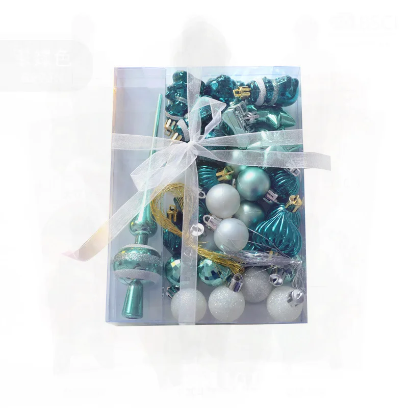 

Green Lemon 34-Piece Set Christmas Ball Ornament Special-Shaped Plastic Christmas Tree Pendants Multi-Pack Mini Bag for Holiday