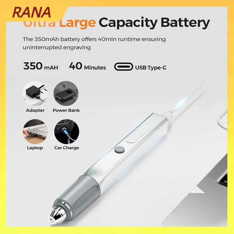 

RANA Cordless Engraving Pen With 7 Drill Bits USB Rechargeable For Jewelry Wood Glass Stone