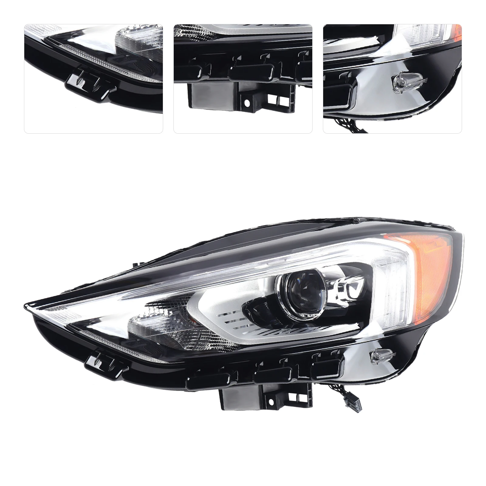 

Left Driver Side Headlight Headlamp w/ DRL LED LH For 2019 2020 2021 Ford Edge Headlight Assembly Black Clear