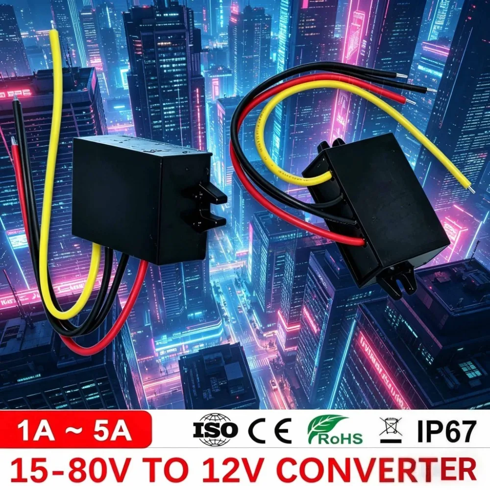 

36V 24V 72V 48V 60V to 12V 2A 5A 1A 3A 60V-12V Step-down Power Supply DC DC Converter Buck Car Truck Boat Voltage Regulator