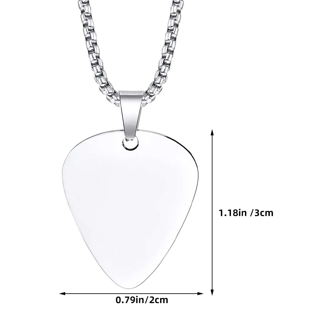 2 Pcs Guitar Pick Pendants for Men Musical Party Favors Stainless Steel Sweater Chain Miss