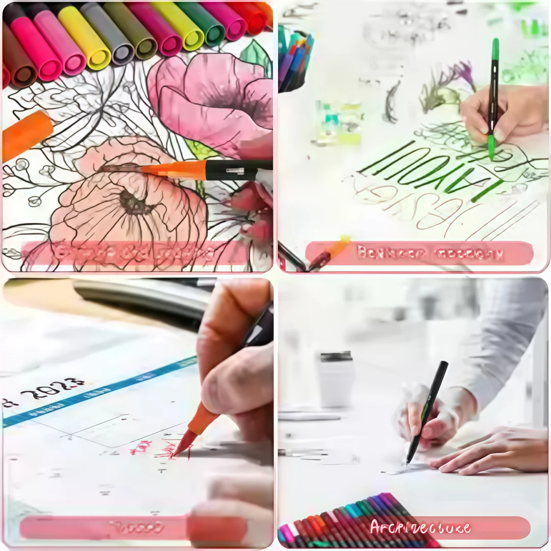 12/24 szt. Markery akwarelowe, pisaki pędzelkowe z podwójną końcówką, pisaki cienkopisowe do rysowania, kaligrafii, malowania, zestaw kolorów, artykuły plastyczne