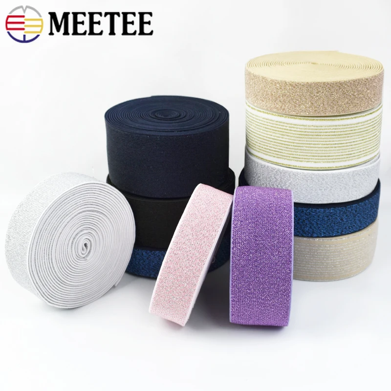 2/3/5Meters Meetee 25-50mm Silk Nylon Elastic Band Spandex Tape Waistband Skirt Belt Clothes Rubber Bands Sewing Accessories