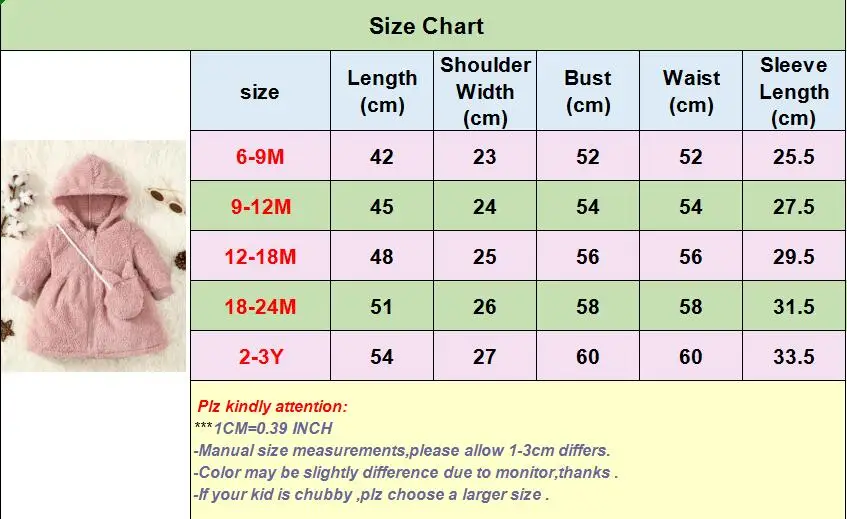 Baby Girl Plush Hooded Dress Long Sleeves Zippers Warm Coat Skirt+Cute Shoulder Bag Autumn&Winter Outfit for Toddler Girl 1-3Age