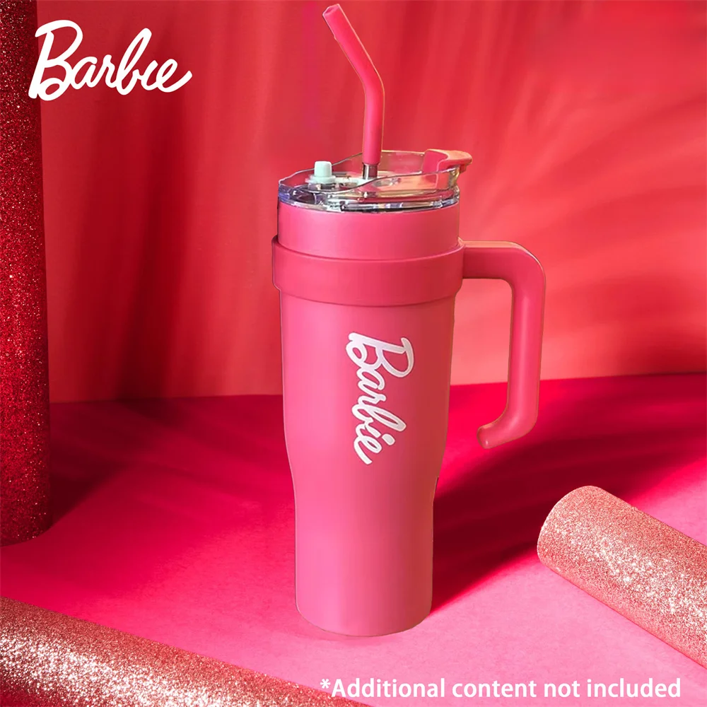 Miniso Barbie 54oz Stainless Steel Straw Cup Double Walled Insulated Thermocooler With Handle Straw Pink Perfect 1600ml