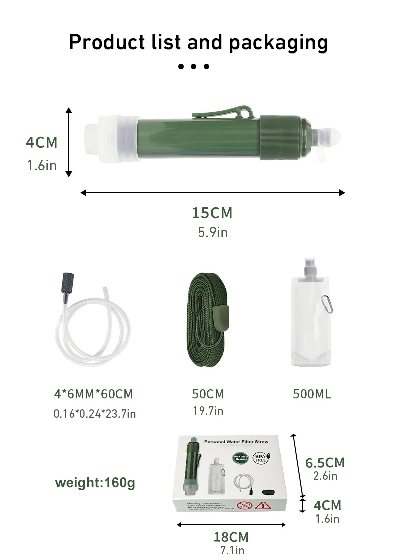Portable water filter straw kit product image 8