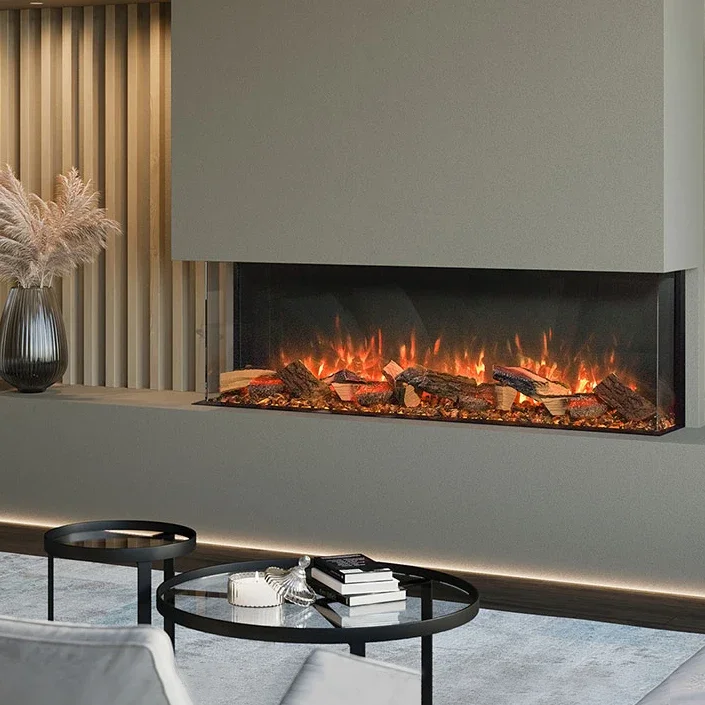 72 Inch In Wall Electric Fire 3 Sided Glass Indoor Led Decorative Electric Fireplace Heater 3 Side Glass Wood Burning Fireplace