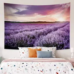 Lavender Tapestry,Blooming Fields in Rows Tapestry Aromatherapy Countryside Tapestry Wall Hanging for Bedroom Living Room Dorm