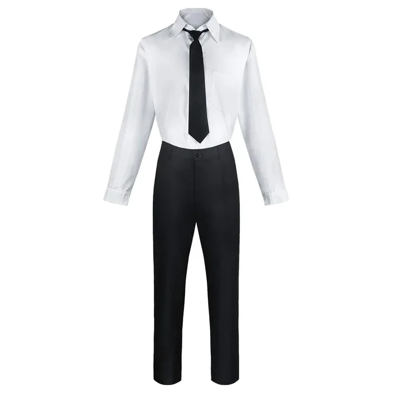 2025 Anime motosierra hombre Cosplay disfraz negro gabardina camisa corbata pantalones Makima peluca larga trenza roja clara hombres mujeres traje Unifo