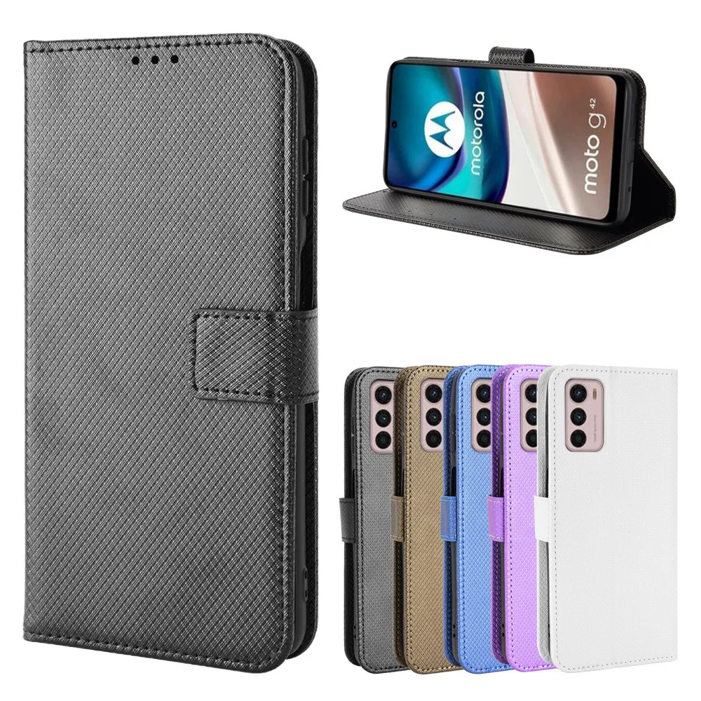 Funda protectora de cuero para Moto G42 5G, funda con soporte abatible para Moto G42 G 42, funda tipo billetera con soporte para tarjetas
