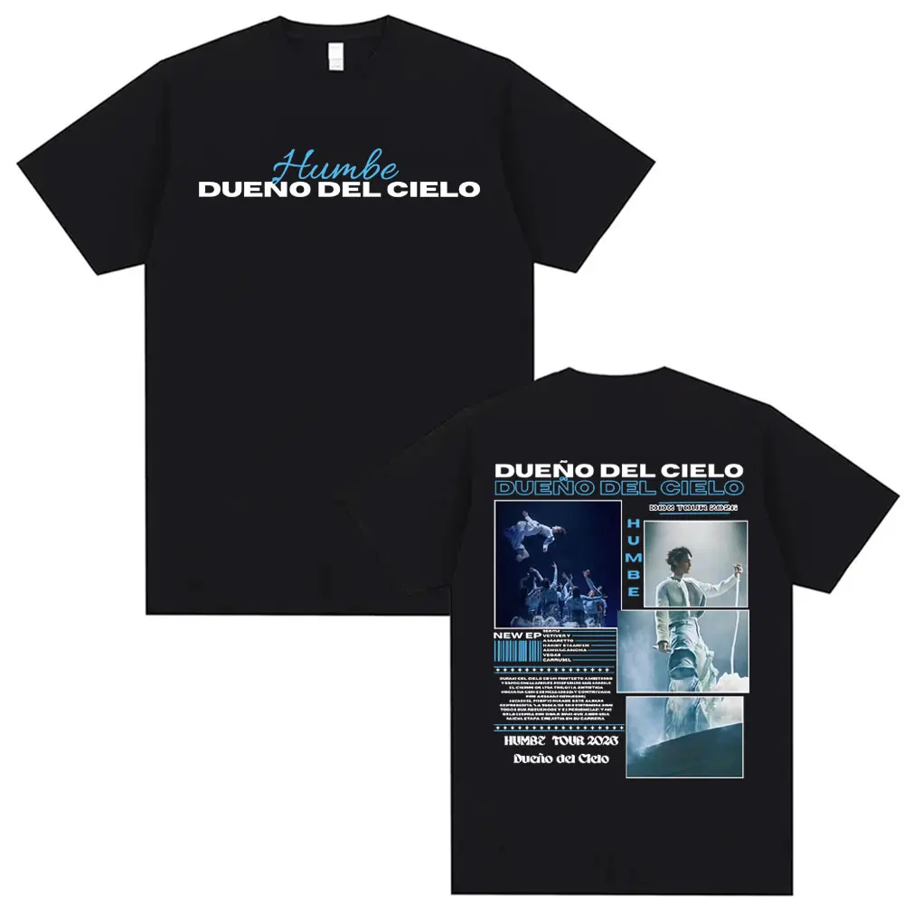 Camiseta do Álbum Tour 2026 do Cantor Humbe Dueno Del Cielo, Moda Retro para Homens e Mulheres, Manga Curta, Verão, Oversized, 100% Algodão